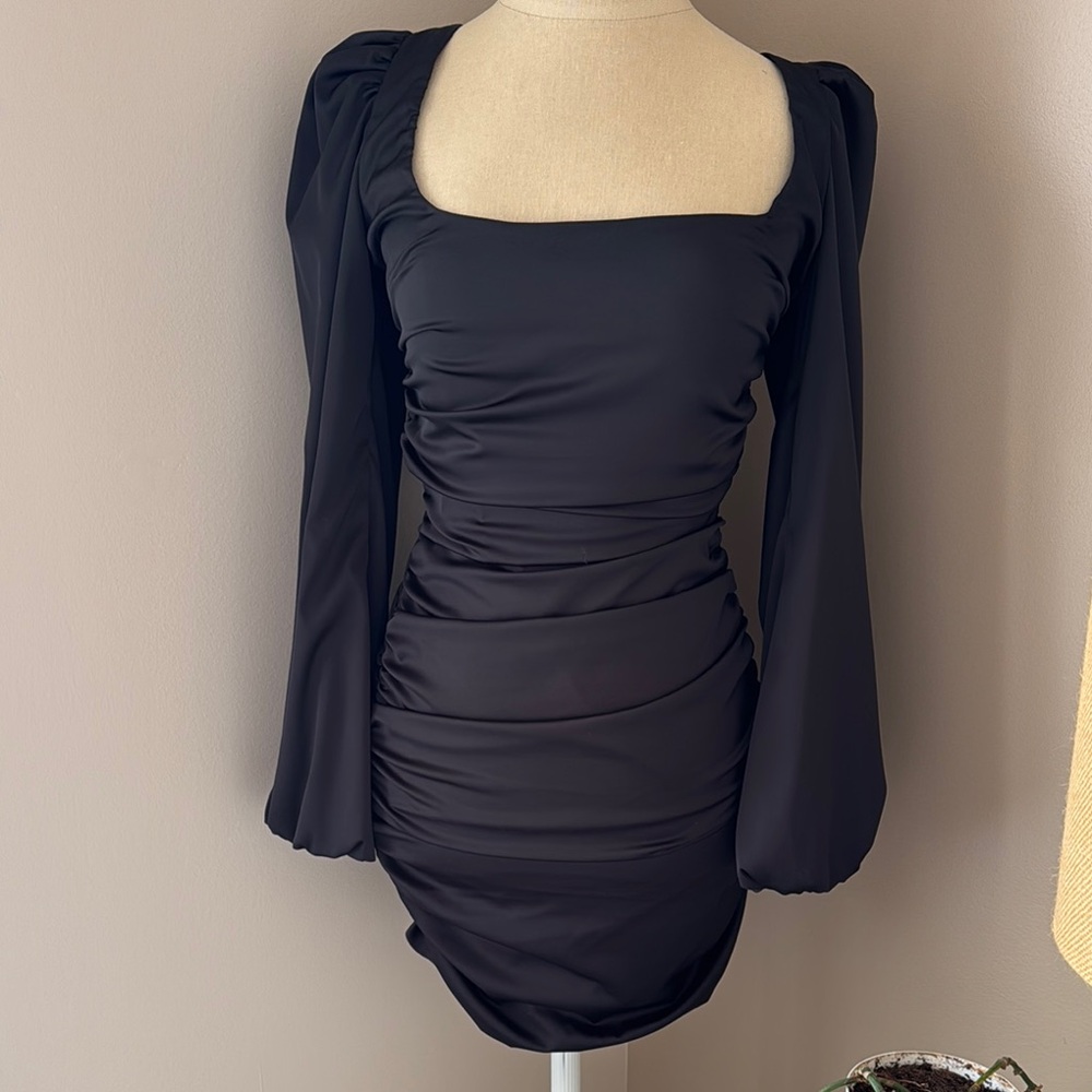 Elegant Black Ruched Dress